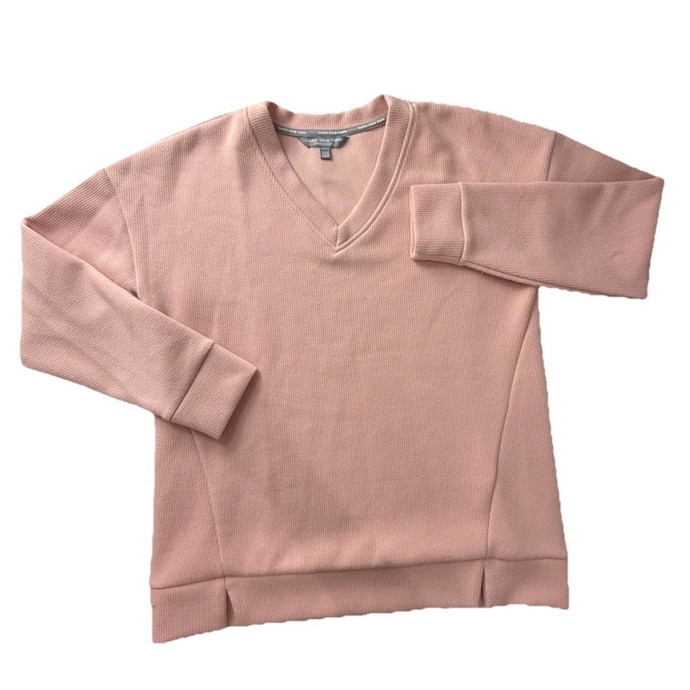 Mark New York Pink Ribbed V-neck Sweater/Sweatshirt WMNS Small Athleisure Lounge